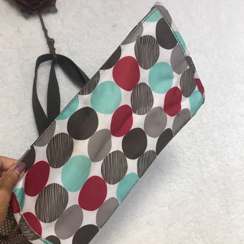 thirty-one Polka Dot Tote in Red, Aqua & Gray